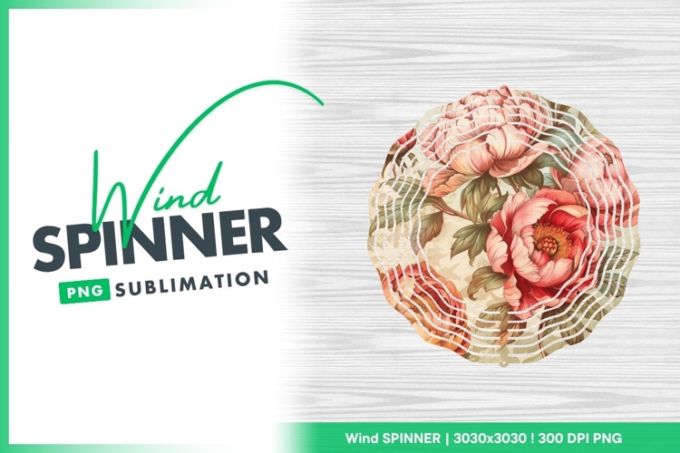 Vintage peony floral illustration gentle wind spinner