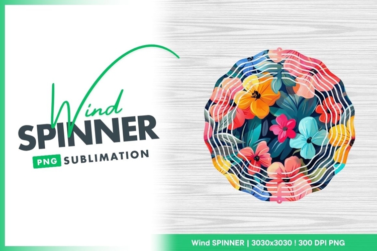 Colorful floral pattern with painted texture wind spinner