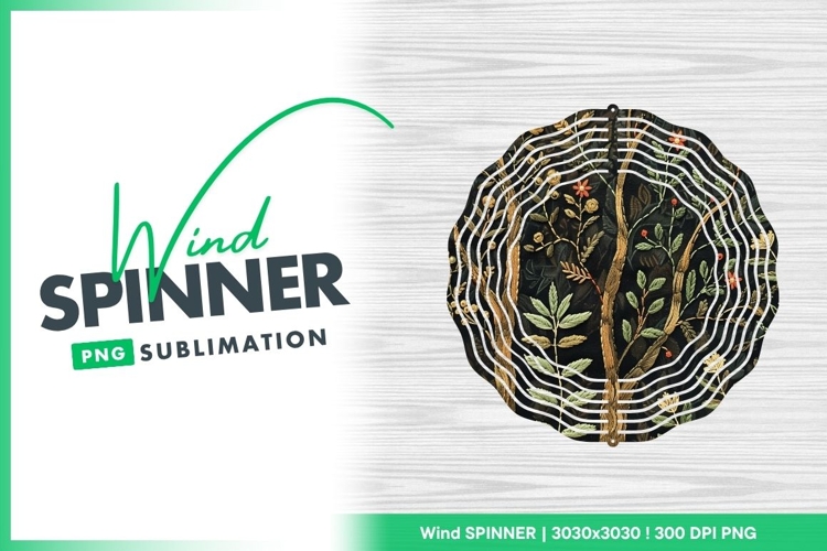 Embroidered forest trees with flowers wind spinner