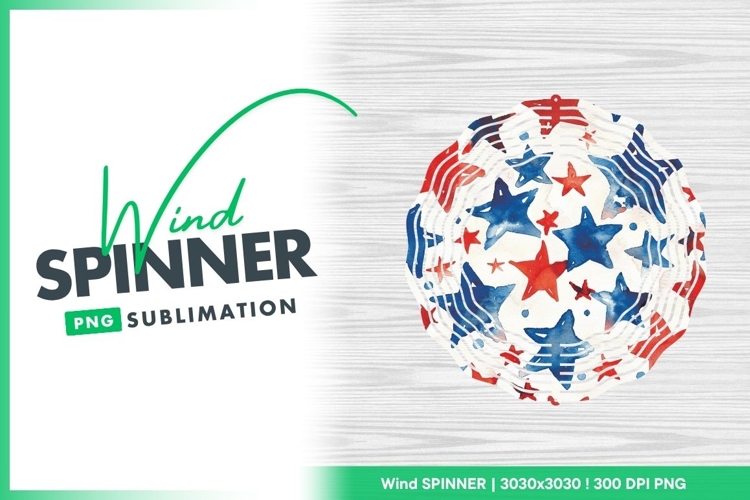 Red blue watercolor stars seamless wind spinner