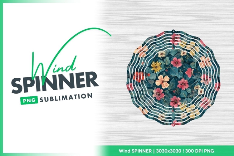 Teal floral pattern with pink and yellow wind spinner