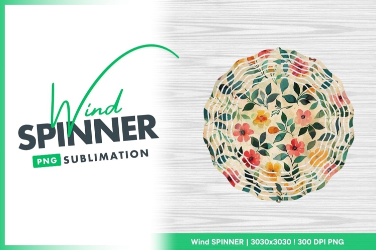 Floral wind spinner round watercolor design