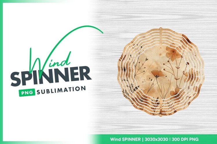 Watercolor floral wind spinner round png sublimation example image 1