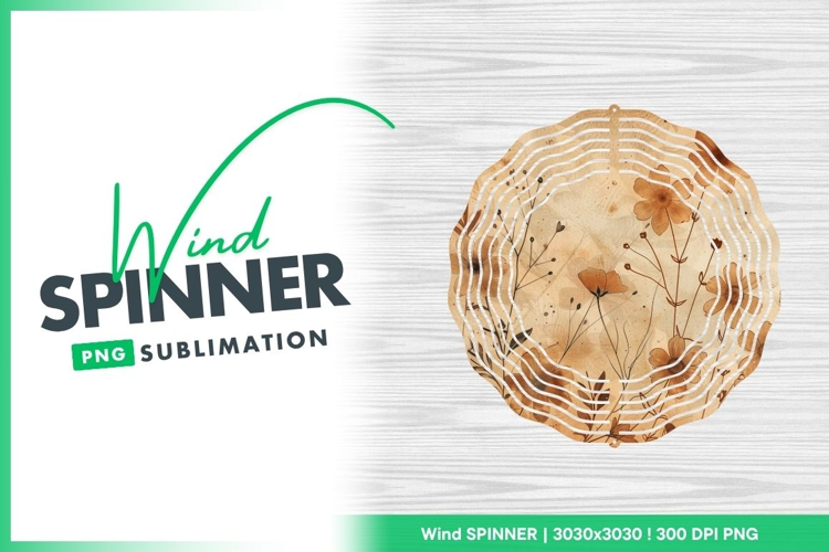 Watercolor floral wind spinner round png sublimation