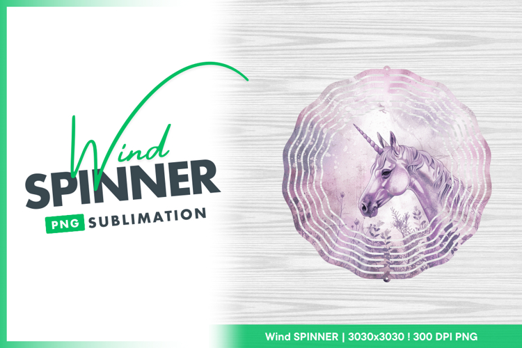 Dreamy unicorn illustration with pink grunge wind spinner