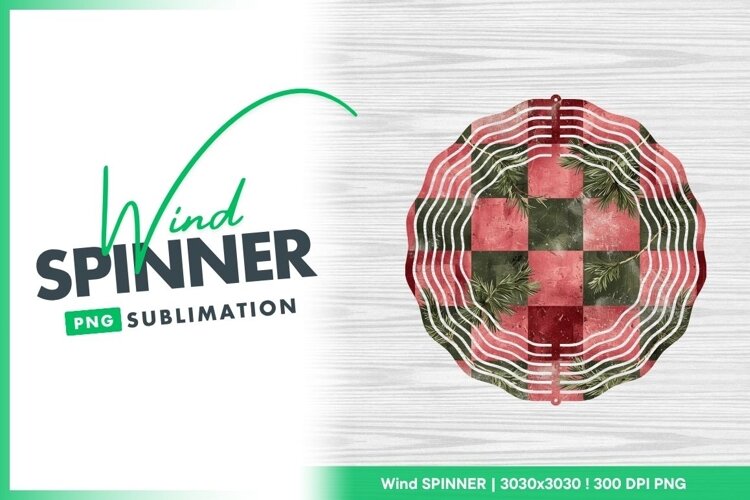 Wind spinner round plaid christmas design example image 1