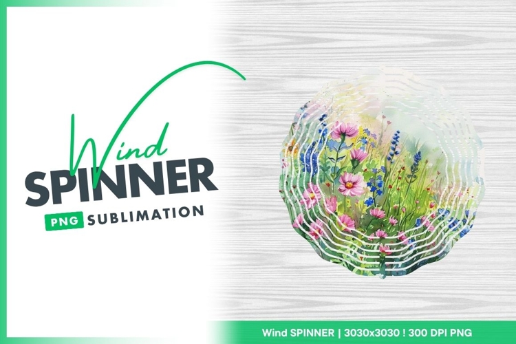 Floral wind spinner round sublimation design
