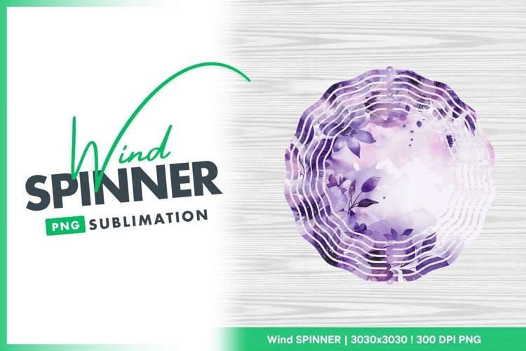 Purple floral wind spinner round sublimation design