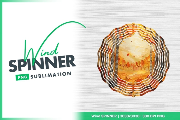 Autumn landscape wind spinner round png sublimation