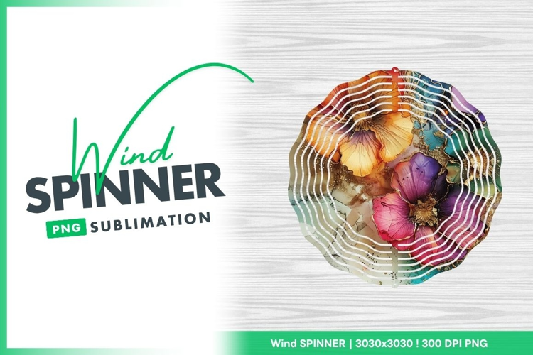 Watercolor floral wind spinner round sublimation design