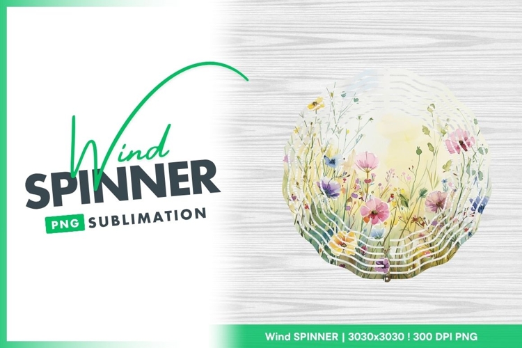 Wind spinner round floral watercolor design