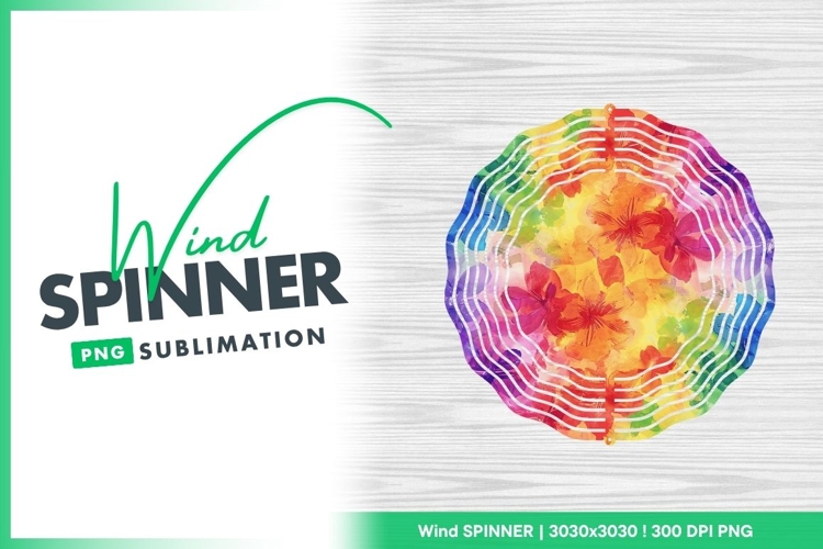 Round floral wind spinner sublimation design