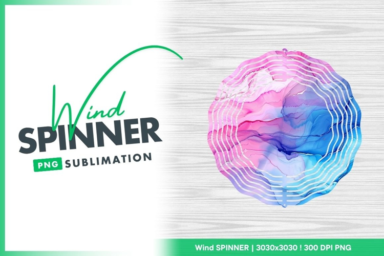 Wind spinner round with abstract watercolor design