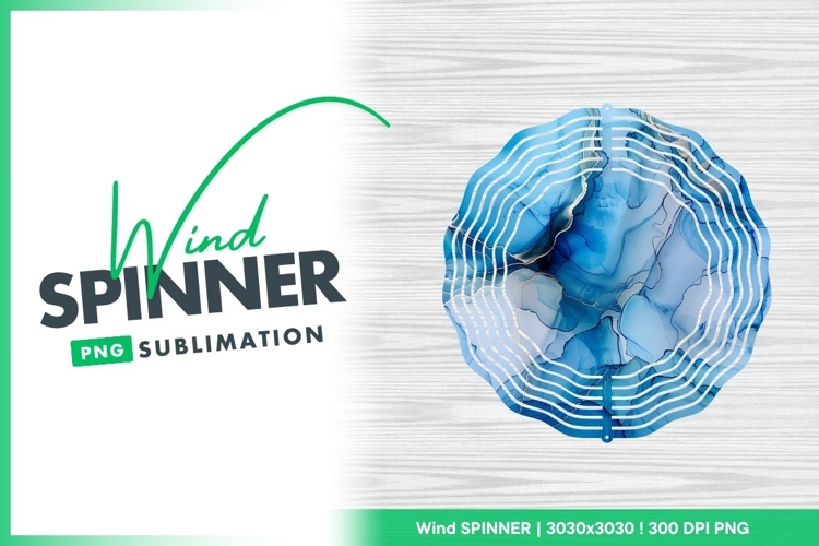 Wind spinner round blue ink sublimation design