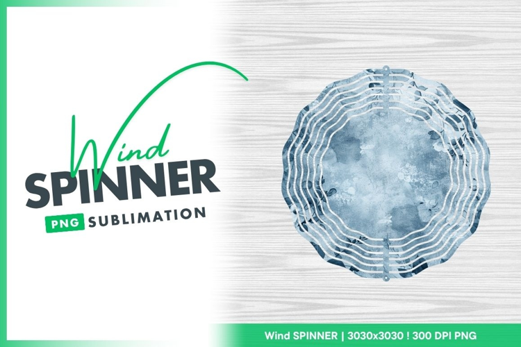 Blue and White Watercolor Wind Spinner Round Png Design
