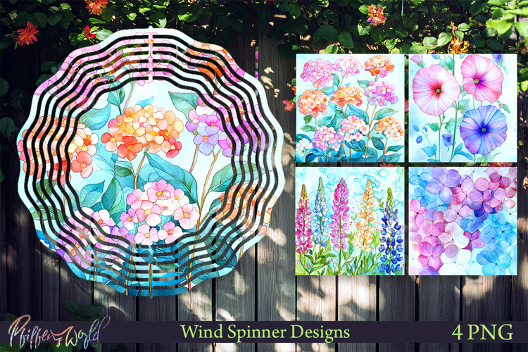 Floral Wind Spinners | Watercolor Flowers | Bright