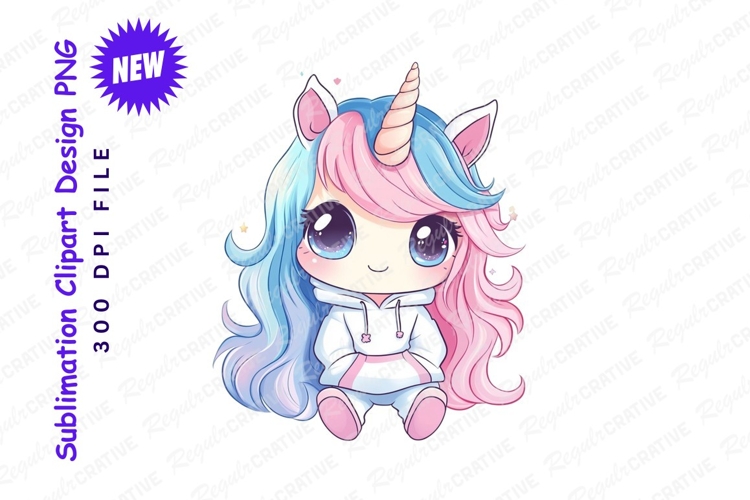 Adorable Chibi Unicorn Character Illustration With Clipart