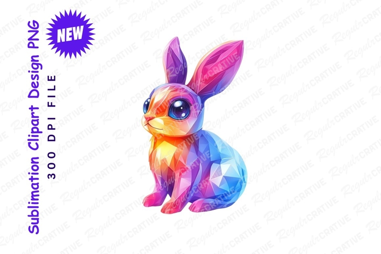Low Poly Geometric Rabbit Design With Vibrant Clipart