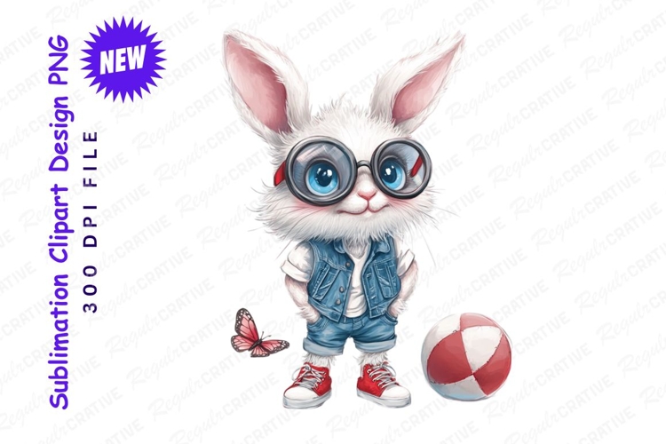 Hipster Bunny With Glasses Clipart Png