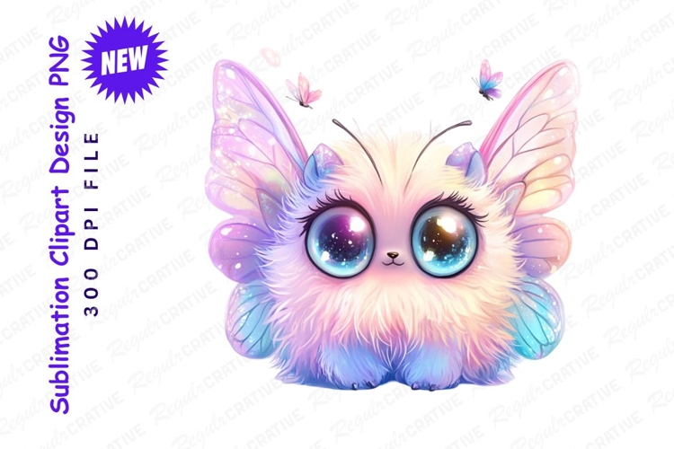 Cute Fluffy Creature With Butterfly Wings Clipart