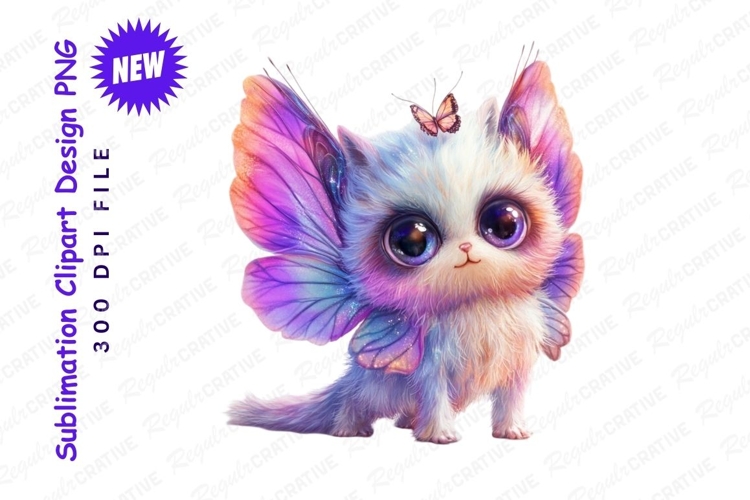 Cute Kitten Fairy Butterfly Clipart Png Image