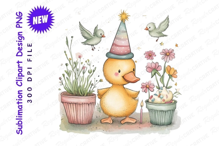 Cute Duckling Birthday Party Clipart Png