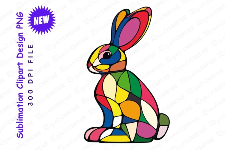 Colorful Mosaic Rabbit Clipart Png