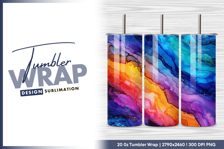 Colorful abstract alcohol ink background tumbler png