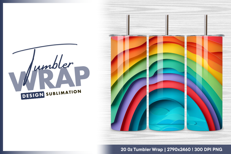 Colorful layered paper cut design tumbler png