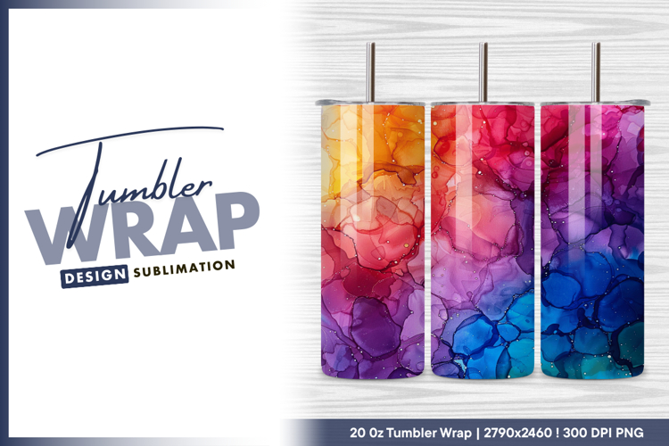 Vibrant alcohol ink art colorful abstract design tumbler png