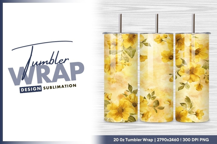 Yellow floral background for tumbler png