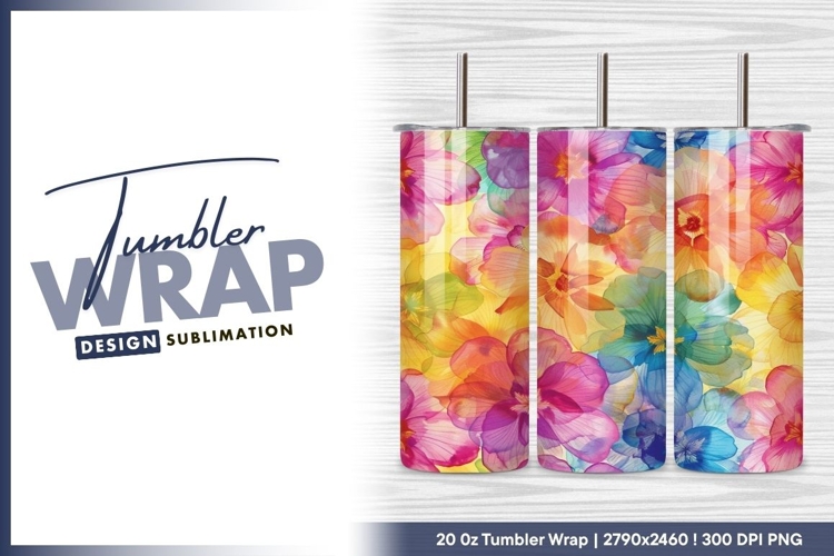Colorful translucent flower background for tumbler png