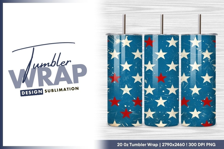 Patriotic star pattern red white and blue tumbler png