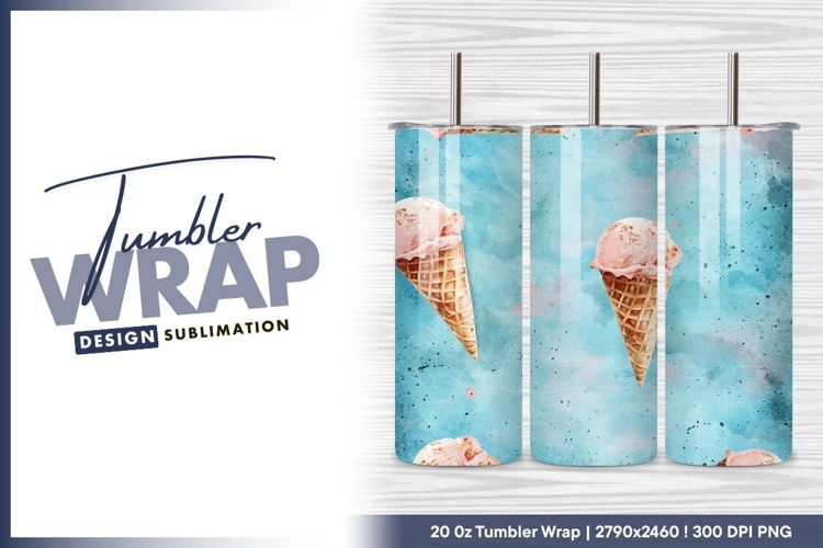 Pink ice cream cone seamless tumbler png