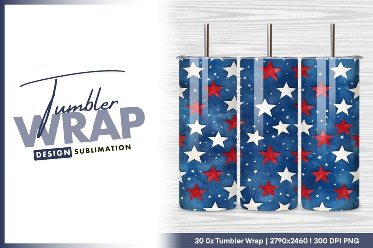 Patriotic star background red white and blue tumbler png