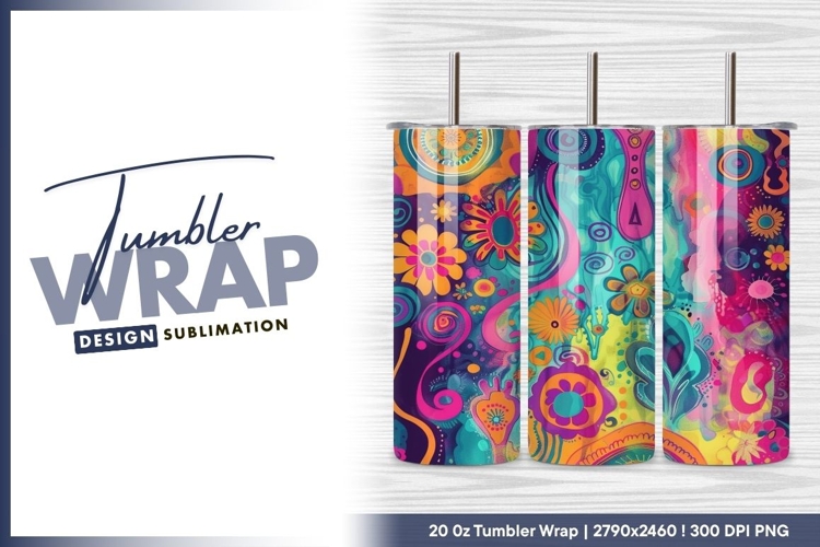 Vibrant colorful abstract floral pattern background tumbler