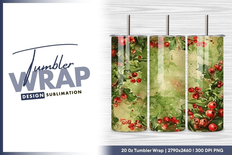 Festive holly berries christmas background tumbler png