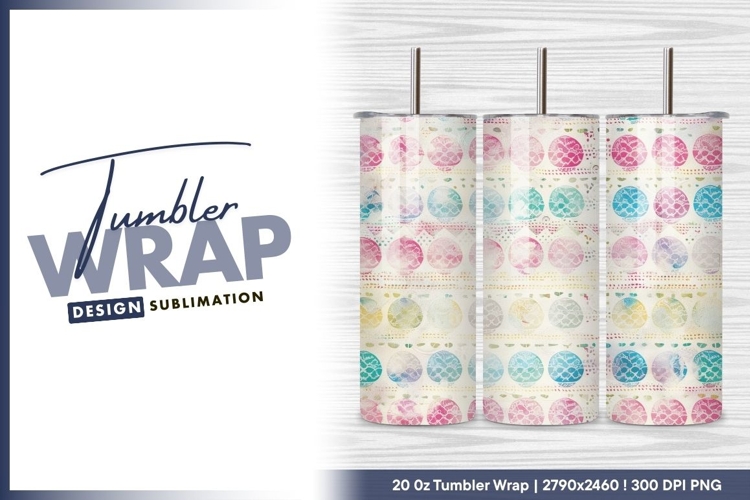 Colorful watercolor circles seamless pattern tumbler png