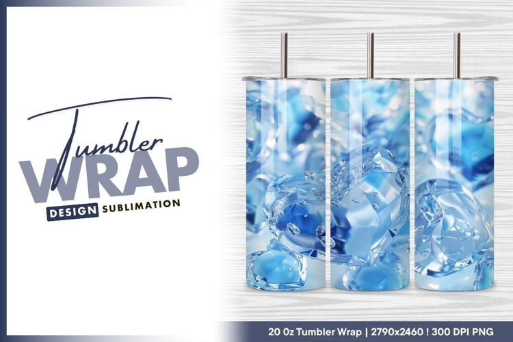 Blue diamond hearts with water inside tumbler png