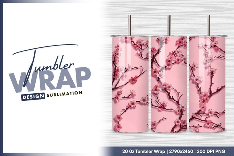 Pink Cherry Blossom Branches on a Pink tumbler png