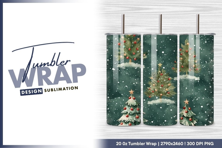 Christmas Trees Decorated with Ornaments tumbler png