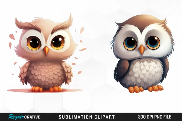 Watercolor cartoon owl Clipart