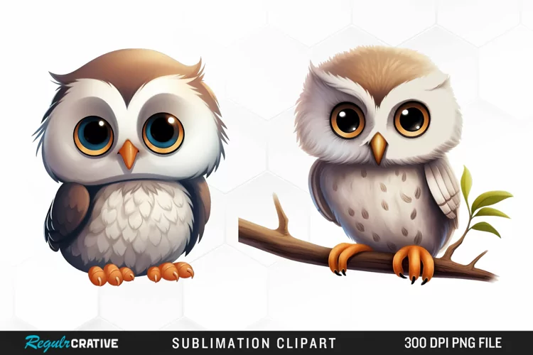 Watercolor cartoon owl Clipart Fun
