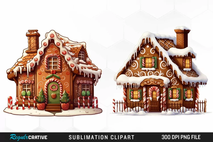 Watercolor Gingerbread House Sublimation Art