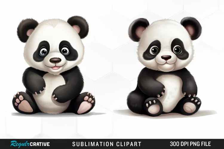 Watercolor Baby Panda Sublimation Clipart