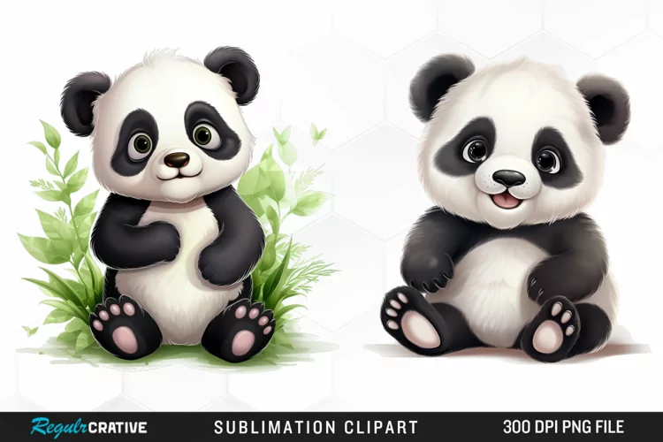 Watercolor Baby Panda Graphic