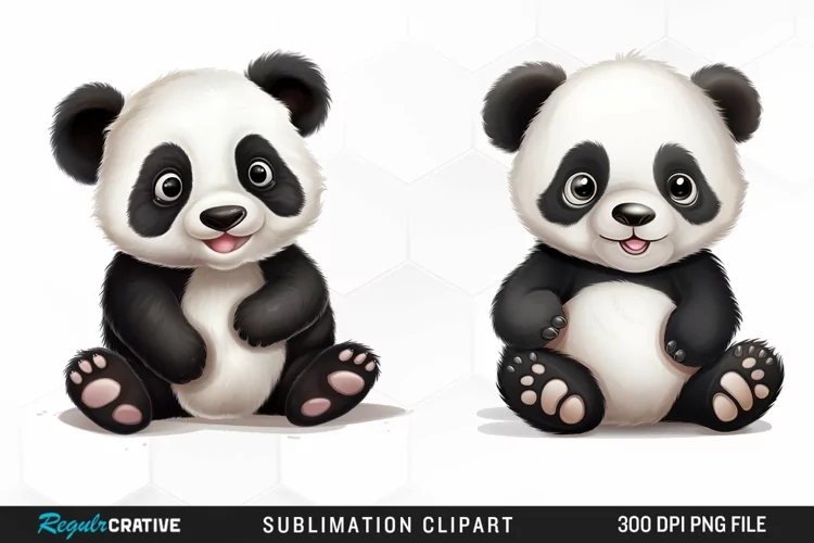Watercolor Baby Panda Sublimation Art
