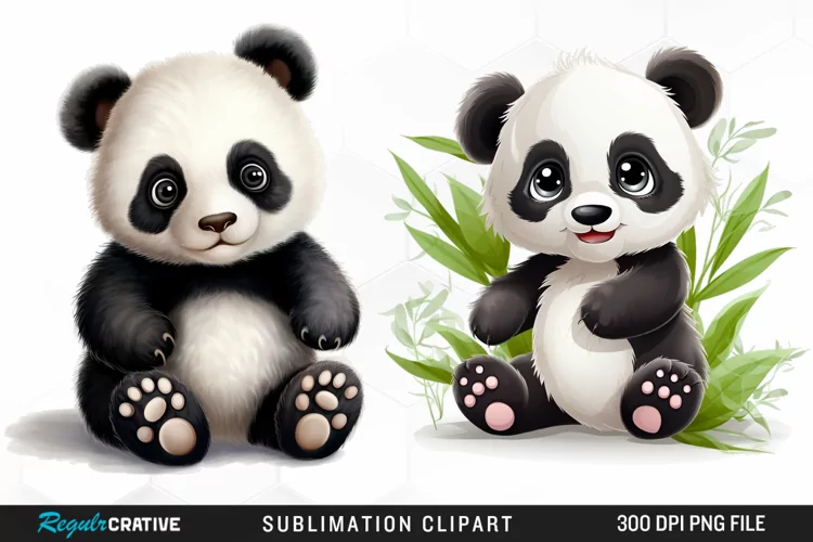 Watercolor Baby Panda Sublimation Design