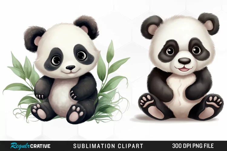 Watercolor Baby Panda Png