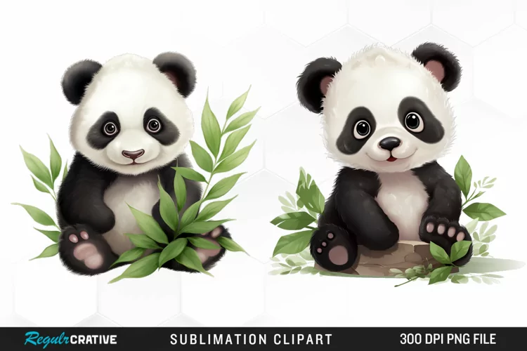 Watercolor Baby Panda Clipart